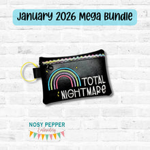Load image into Gallery viewer, Total Nightmare ITH Bag (5 sizes available) —JAN 26 MB—machine embroidery design DIGITAL DOWNLOAD