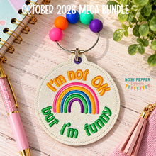 Load image into Gallery viewer, I'm Not Ok But I'm Funny bag tag machine embroidery design DIGITAL DOWNLOAD