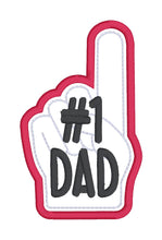Load image into Gallery viewer, Number One Dad Applique machine embroidery design (5 sizes included) DIGITAL DOWNLOAD