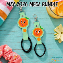 Load image into Gallery viewer, Orange Bird hair tie holder (2 sizes included) machine embroidery design DIGITAL DOWNLOAD