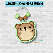 Load image into Gallery viewer, Otter applique bag tag/ornament/bookmark machine embroidery design DIGITAL DOWNLOAD