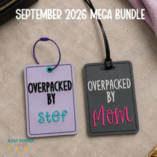 Load image into Gallery viewer, Overpacked luggage tag set machine embroidery design DIGITAL DOWNLOAD