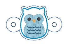 Load image into Gallery viewer, Owl Shoe Charm machine embroidery design single and multi files (3 versions included) DIGITAL DOWNLOAD
