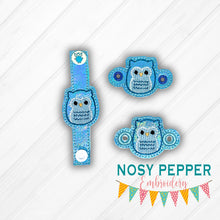 Load image into Gallery viewer, Owl Shoe Charm machine embroidery design single and multi files (3 versions included) DIGITAL DOWNLOAD