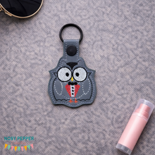 Load image into Gallery viewer, Vampire Owl Snap Tab Single and multi file included machine embroidery design DIGITAL DOWNLOAD