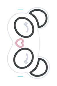 Panda Applique Sleep Mask machine embroidery design (2 sizes included) DIGITAL DOWNLOAD