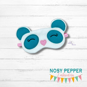 Panda Applique Sleep Mask machine embroidery design (2 sizes included) DIGITAL DOWNLOAD