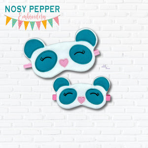 Panda Applique Sleep Mask machine embroidery design (2 sizes included) DIGITAL DOWNLOAD