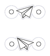 Load image into Gallery viewer, Paper Plane Shoe Charm machine embroidery design single and multi files (3 versions included) DIGITAL DOWNLOAD