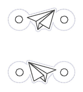 Paper Plane Shoe Charm machine embroidery design single and multi files (3 versions included) DIGITAL DOWNLOAD