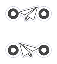 Load image into Gallery viewer, Paper Plane Shoe Charm machine embroidery design single and multi files (3 versions included) DIGITAL DOWNLOAD