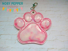 Load image into Gallery viewer, Paw Puff bookmark/ornament/bag tag machine embroidery design DIGITAL DOWNLOAD