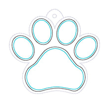 Load image into Gallery viewer, Paw Puff bookmark/ornament/bag tag machine embroidery design DIGITAL DOWNLOAD