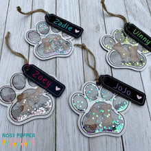Load image into Gallery viewer, Paw shaker ornament/bag tag/bookmark machine embroidery design DIGITAL DOWNLOAD