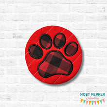 Load image into Gallery viewer, Round Paw Print envelope style mug rug machine embroidery design (5 sizes included) Fall 25 Skill Builder Bundle DIGITAL DOWNLOAD