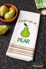Load image into Gallery viewer, Livin' on a Pear machine embroidery design (4 sizes included) DIGITAL DOWNLOAD