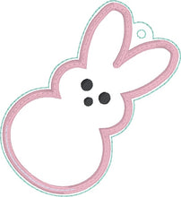 Load image into Gallery viewer, Marshmallow Bunny Puff bookmark/ornament/bag tag machine embroidery design DIGITAL DOWNLOAD
