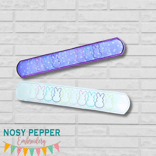 Marshmallow Bunny slap bracelet machine embroidery file 6x10 hoop (single and multi files, and fabric and vinyl styles included) DIGITAL DOWNLOAD