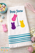 Load image into Gallery viewer, Peep Show applique machine embroidery design (5 sizes included) DIGITAL DOWNLOAD