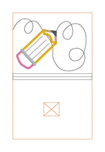 Load image into Gallery viewer, Pencil applique notebook cover machine embroidery design (2 sizes available) DIGITAL DOWNLOAD
