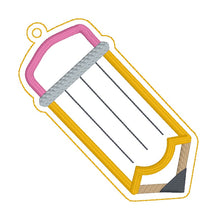 Load image into Gallery viewer, Pencil Applique bookmark/bag tag/ornament machine embroidery file DIGITAL DOWNLOAD