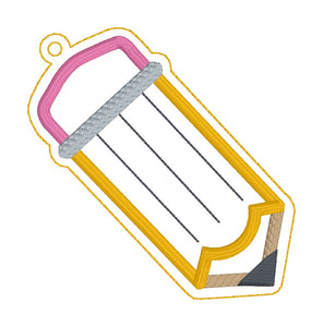 Pencil Applique bookmark/bag tag/ornament machine embroidery file DIGITAL DOWNLOAD
