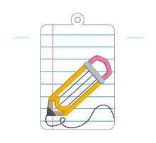 Load image into Gallery viewer, Pencil lanyard card case machine embroidery design (eyelet and snap tab designs included) DIGITAL DOWNLOAD