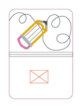 Load image into Gallery viewer, Pencil applique notebook cover machine embroidery design (2 sizes available) DIGITAL DOWNLOAD