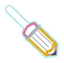 Load image into Gallery viewer, Pencil Applique snap tab and eyelet fob machine embroidery file (single and multi files included)  DIGITAL DOWNLOAD