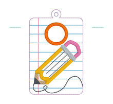 Load image into Gallery viewer, Pencil Notebook teacher card case machine embroidery design (2 designs in 2 versions included) DIGITAL DOWNLOAD