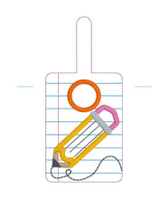 Load image into Gallery viewer, Pencil Notebook teacher card case machine embroidery design (2 designs in 2 versions included) DIGITAL DOWNLOAD