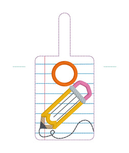 Pencil Notebook teacher card case machine embroidery design (2 designs in 2 versions included) DIGITAL DOWNLOAD