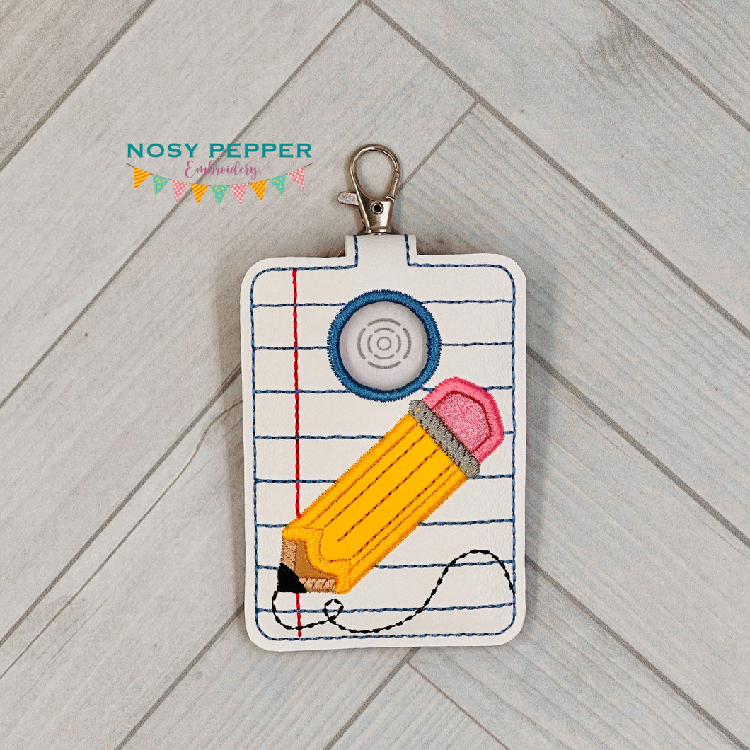 Pencil Notebook teacher card case machine embroidery design (2 designs in 2 versions included) DIGITAL DOWNLOAD