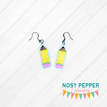 Load image into Gallery viewer, Pencil earrings machine embroidery design ITH DIGITAL DOWNLOAD