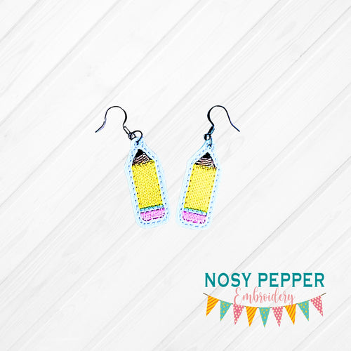 Pencil earrings machine embroidery design ITH DIGITAL DOWNLOAD