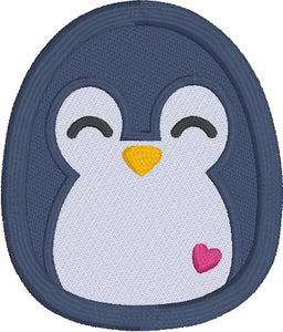 Penguin squishy patch machine embroidery design (2 sizes included) DIGITAL DOWNLOAD