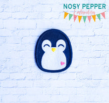 Load image into Gallery viewer, Penguin squishy patch machine embroidery design (2 sizes included) DIGITAL DOWNLOAD