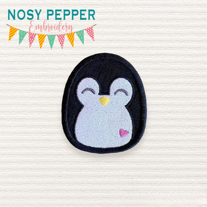 Penguin squishy patch machine embroidery design (2 sizes included) DIGITAL DOWNLOAD
