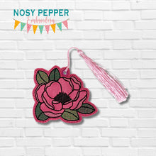 Load image into Gallery viewer, Peony bookmark machine embroidery file DIGITAL DOWNLOAD