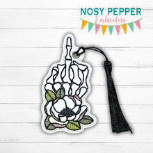 Load image into Gallery viewer, Peony Skeleton bookmark/bag tag/ornament machine embroidery file DIGITAL DOWNLOAD