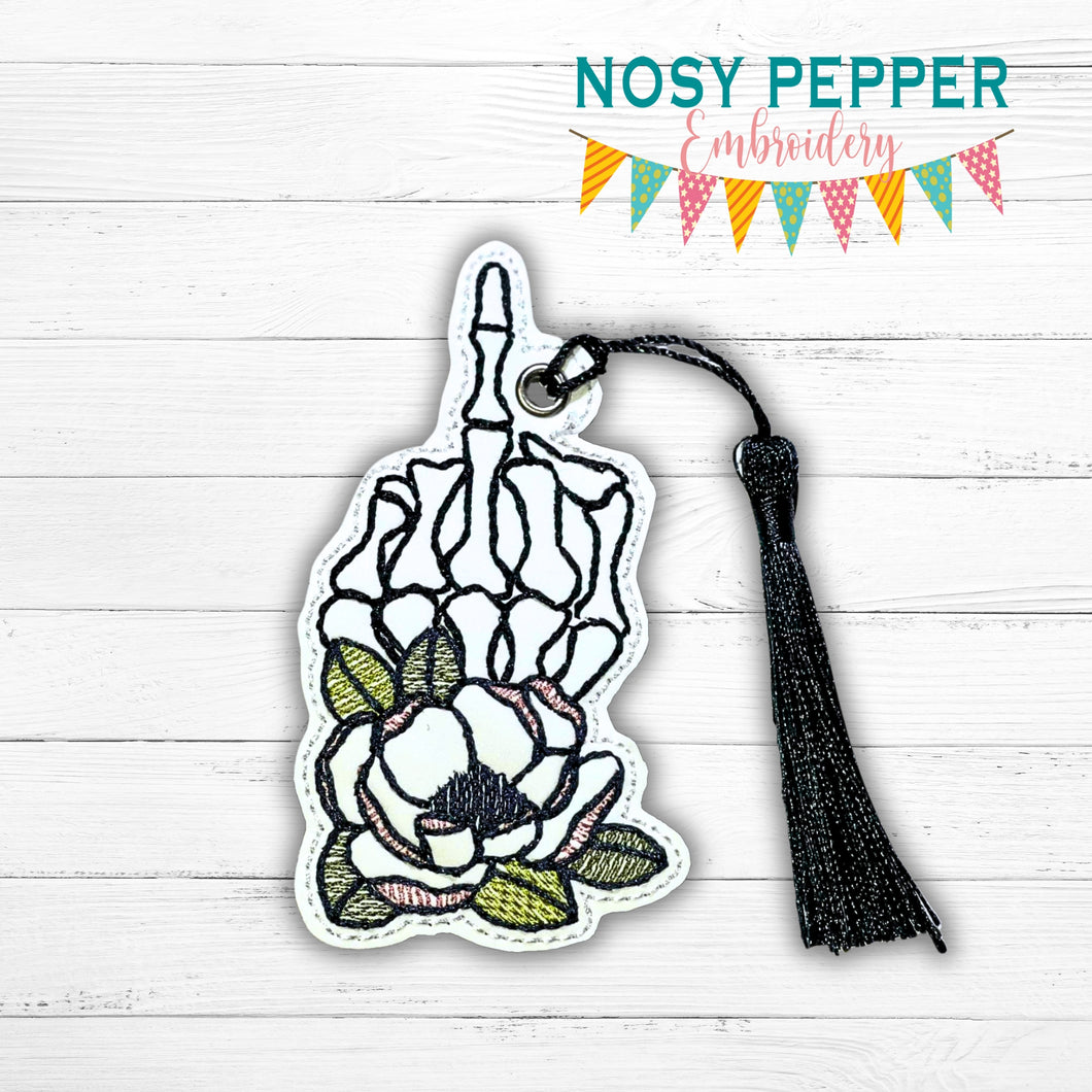 Peony Skeleton bookmark/bag tag/ornament machine embroidery file DIGITAL DOWNLOAD