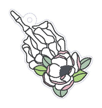 Load image into Gallery viewer, Peony Skeleton bookmark/bag tag/ornament machine embroidery file DIGITAL DOWNLOAD