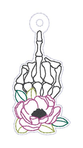 Peony Skeleton shaker snap tab and eyelet fob machine embroidery file (single and multi files included) DIGITAL DOWNLOAD