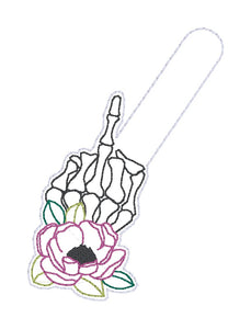 Peony Skeleton shaker snap tab and eyelet fob machine embroidery file (single and multi files included) DIGITAL DOWNLOAD