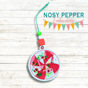 Peppermint shaker ornament/bookmark/bag tag machine embroidery file DIGITAL DOWNLOAD