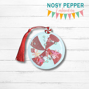 Peppermint shaker ornament/bookmark/bag tag machine embroidery file DIGITAL DOWNLOAD
