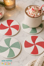 Load image into Gallery viewer, Peppermint Coaster machine embroidery design DIGITAL DOWNLOAD