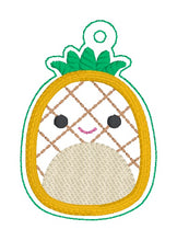 Load image into Gallery viewer, Pineapple squishy applique snap tab and eyelet fob (single and multi files included) machine embroidery file DIGITAL DOWNLOAD