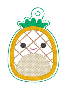 Pineapple squishy applique snap tab and eyelet fob (single and multi files included) machine embroidery file DIGITAL DOWNLOAD