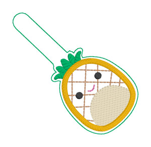 Pineapple squishy applique snap tab and eyelet fob (single and multi files included) machine embroidery file DIGITAL DOWNLOAD